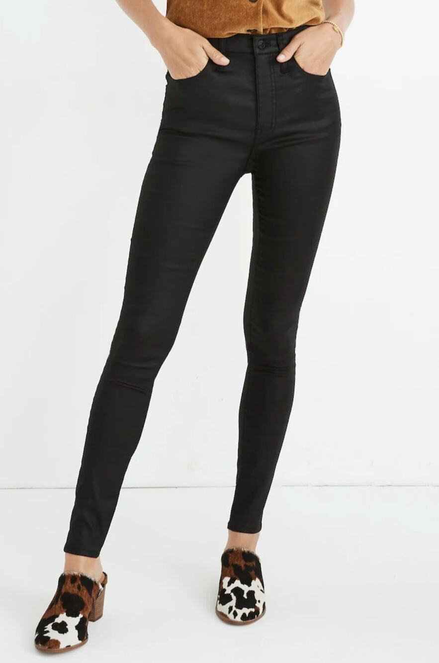 Madewell 10" High Rise Skinny Jeans Coated Edition Size 27